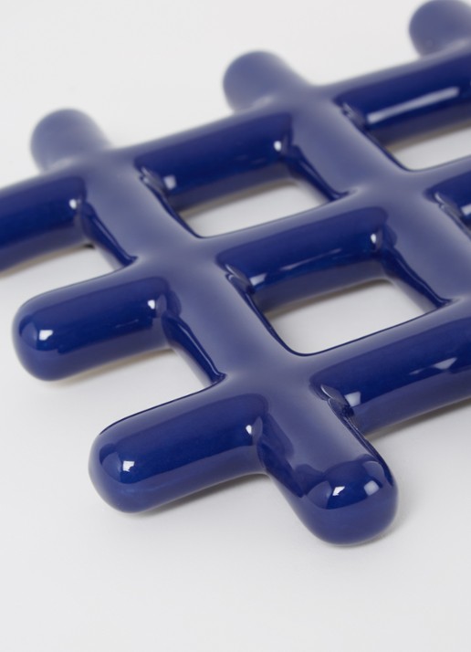 &Klevering Trivet Grid onderzetter van aardewerk - voorkant 2 kobaltblauw