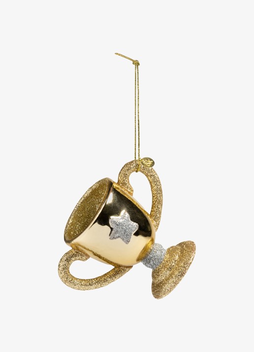 &Klevering Trophy kersthanger 9 cm - voorkant goud