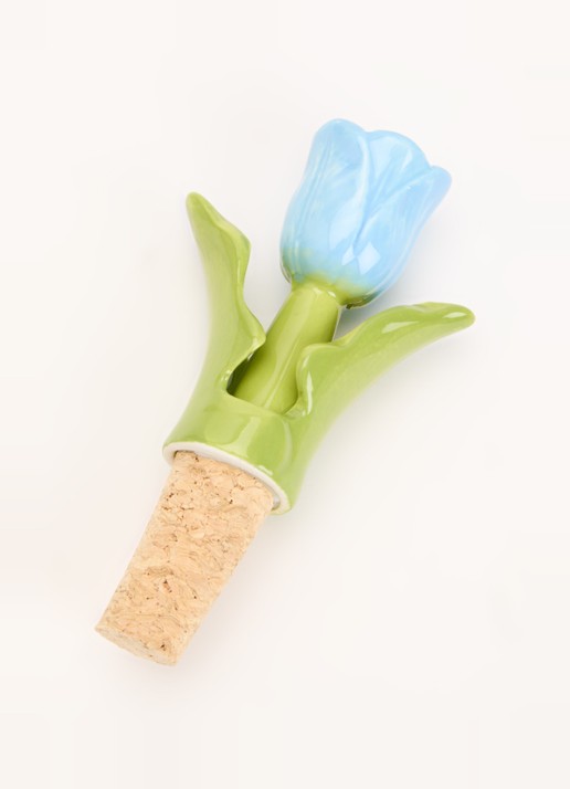 &Klevering Tulip wijnstopper - voorkant 2 lichtblauw