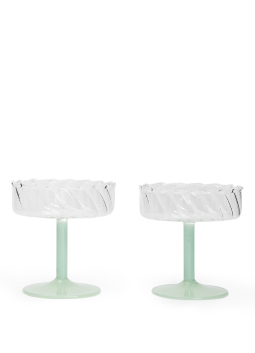 &Klevering Twirl coupe 20 cl set  van 2 - voorkant lindegroen