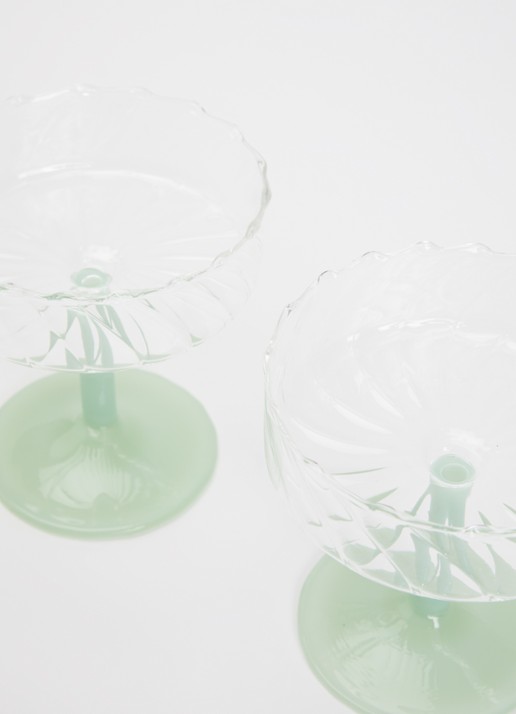 &Klevering Twirl coupe 20 cl set  van 2 - voorkant 2 lindegroen