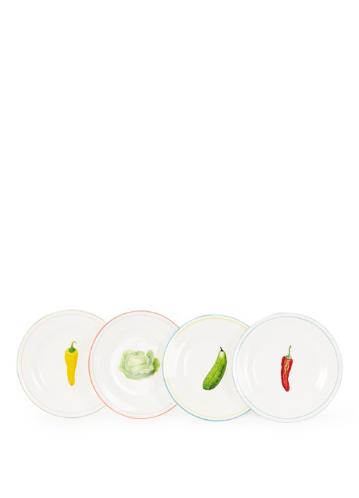 &Klevering Vegetable ontbijtbord 21 cm set van 4 - voorkant 4 gebroken wit