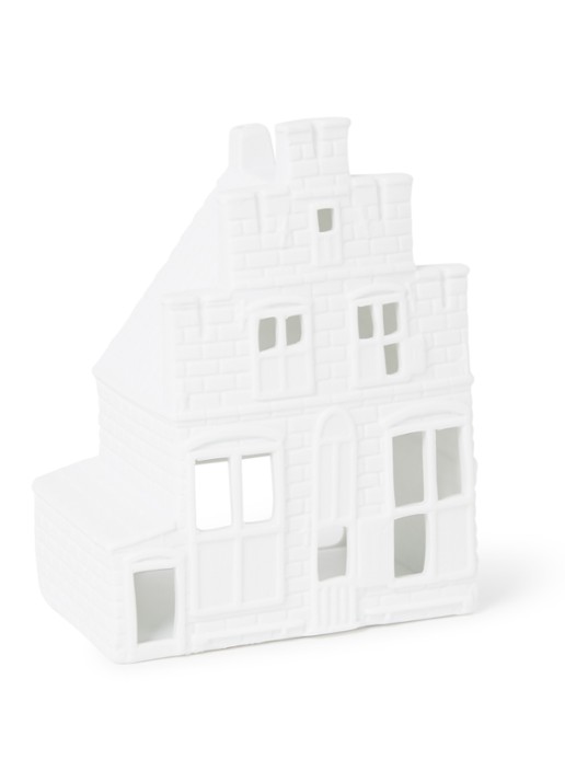 &Klevering Vermeer house waxinelichthouder 14 cm - voorkant wit
