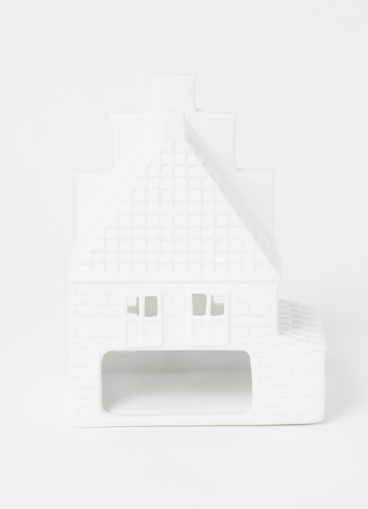 &Klevering Vermeer house waxinelichthouder 14 cm - voorkant 2 wit