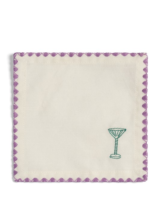 &Klevering Zigzag Cocktail servet 12 x 12 cm set van 4 - detail 5 multicolor