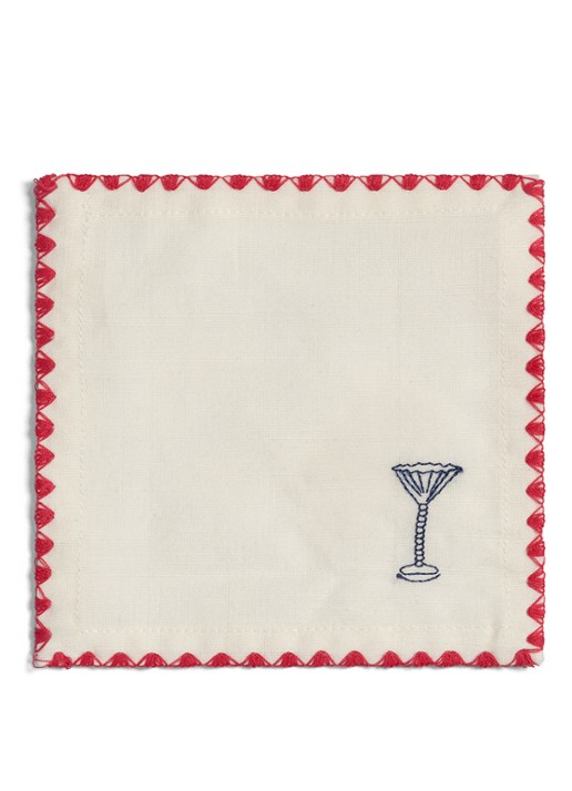 &Klevering Zigzag Cocktail servet 12 x 12 cm set van 4 - detail 6 multicolor