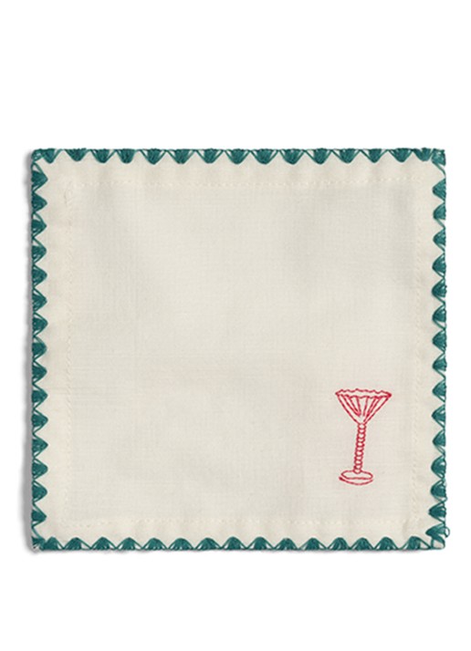 &Klevering Zigzag Cocktail servet 12 x 12 cm set van 4 - voorkant multicolor