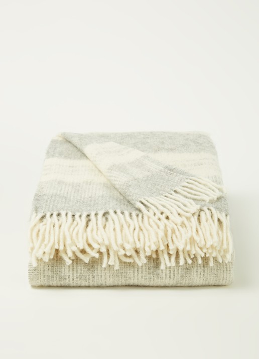 Klippan Freja plaid van wol 130 x 200 cm - voorkant 2 grijs