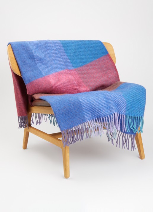Klippan Gotland Check plaid van wol 130 x 200 cm - voorkant 3 kobaltblauw