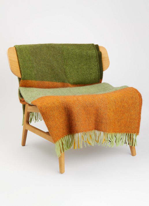 Klippan Gotland Check plaid van wol 130 x 200 cm - voorkant 2 mosgroen
