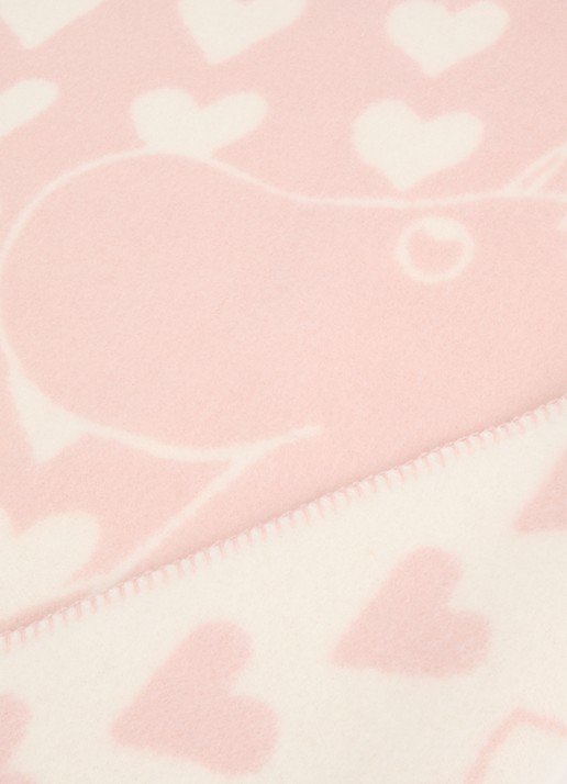 Klippan Moomin Heart wiegdeken van lamswol 65 x 90 cm - voorkant 2 roze