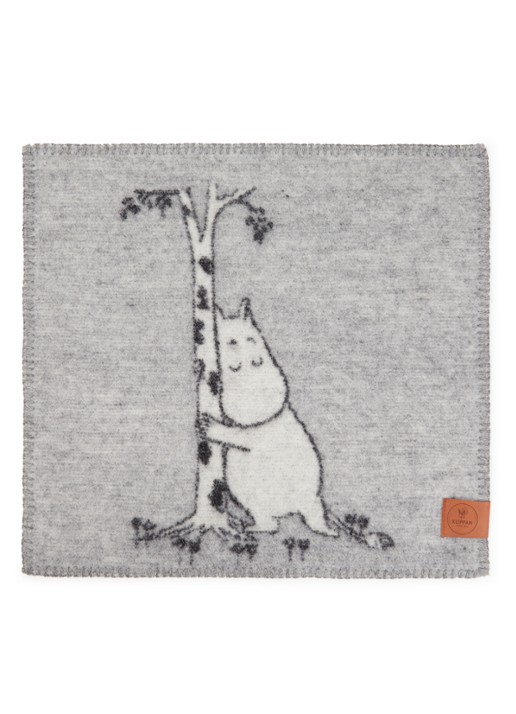 Klippan Moomin Tree Hug seatpad van lamswol - voorkant grijs
