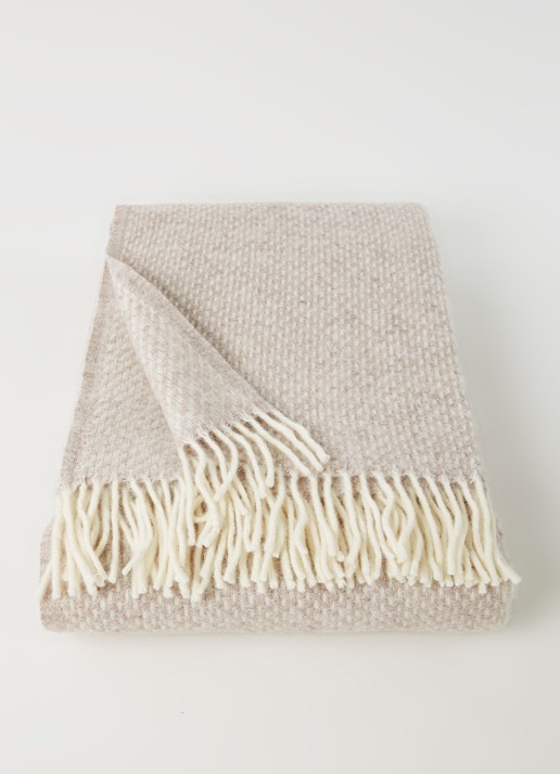 Klippan Preppy plaid van lamswol 130 x 200 cm - voorkant 3 beige