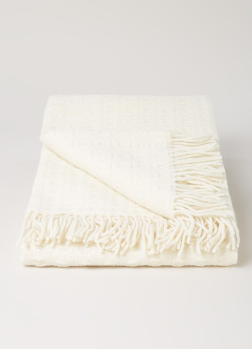 Klippan Twist plaid van lamswol 130 x 200 cm - voorkant 2 gebroken wit