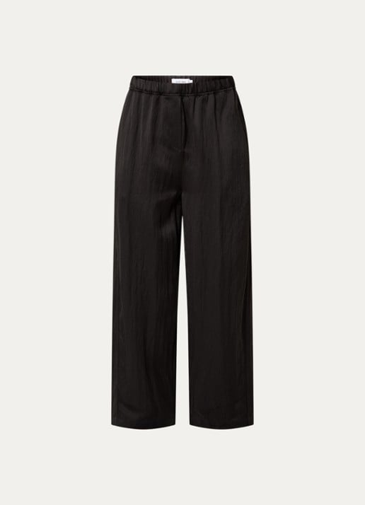 Knit-ted Camden high waist wide fit broek met steekzakken - voorkant 2 zwart