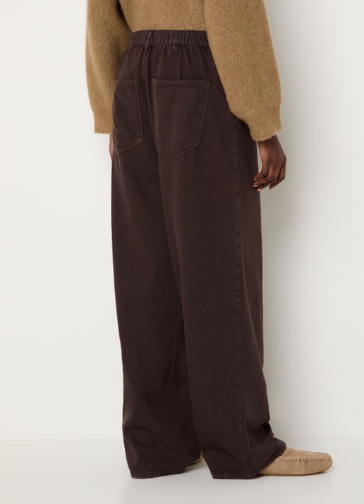 Knit-ted Charly high waist wide fit jeans met gekleurde wassing - achterkant 3 donkerbruin
