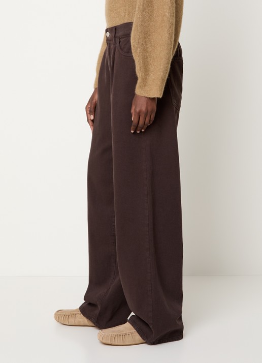 Knit-ted Charly high waist wide fit jeans met gekleurde wassing - detail 5 donkerbruin