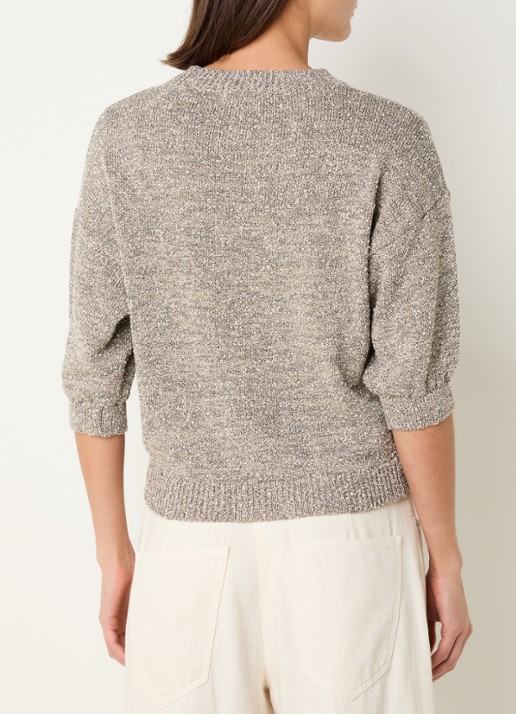 Knit-ted Clamance grofgebreide trui met lurex - achterkant 3 donkerbeige