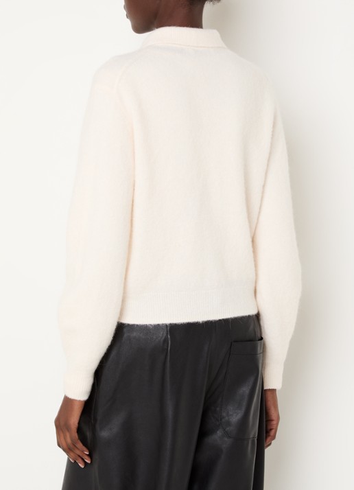 Knit-ted Danny grofgebreid vest met kraag - achterkant 4 vanillegeel