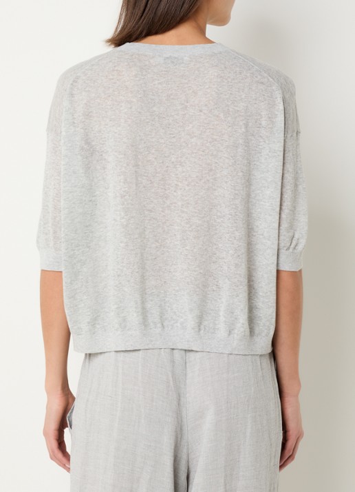 Knit-ted Fanes fijngebreide top in linnenblend  - achterkant 3 grijs