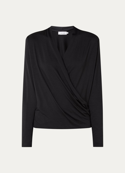 Knit-ted Jetty wikkeltop met V-hals - voorkant 3 zwart