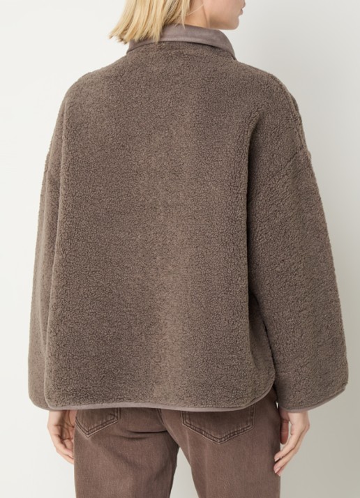 Knit-ted Jill jack van teddy met steekzakken - achterkant 4 donkerbruin
