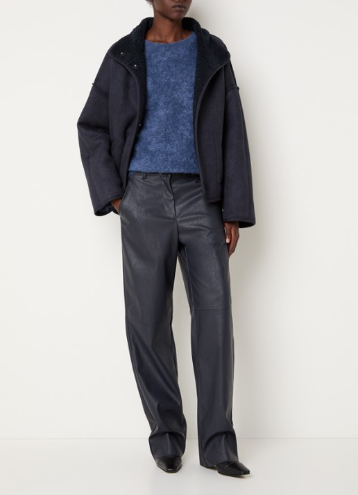 Knit-ted Jill jack van teddy met steekzakken - voorkant 4 donkerblauw