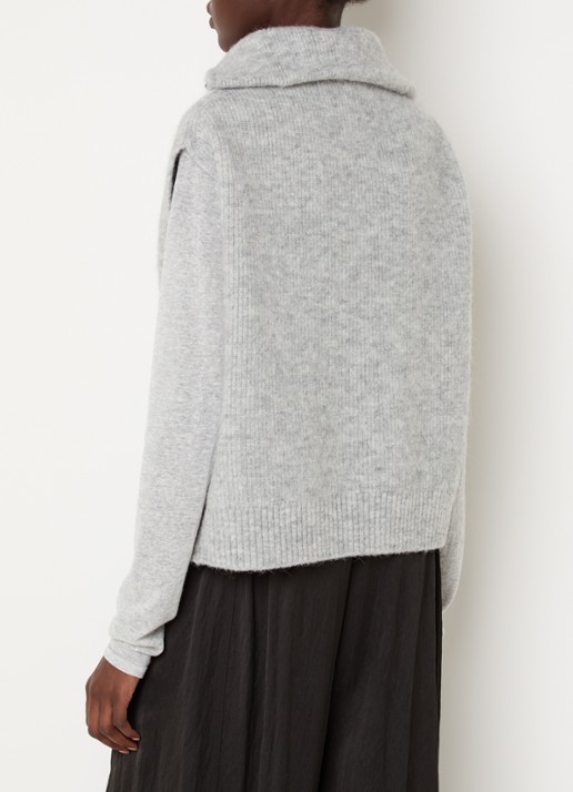 Knit-ted Manny grofgebreid vest met opstaande kraag - achterkant grijsmele