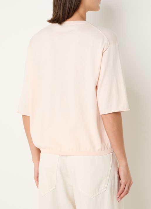 Knit-ted Merle fijngebreid T-shirt  - achterkant lichtroze