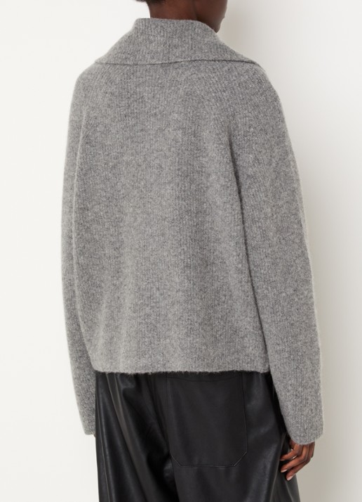 Knit-ted Milo grofgebreid vest met opstaande kraag - achterkant 4 donkergrijs
