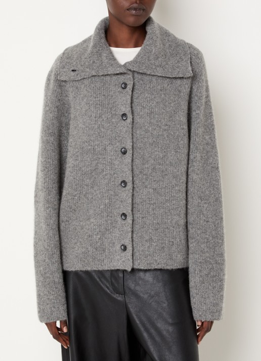 Knit-ted Milo grofgebreid vest met opstaande kraag