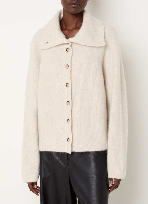 Knit-ted Milo grofgebreid vest met opstaande kraag