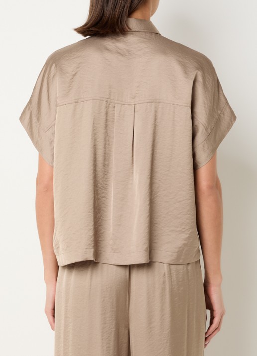 Knit-ted Paris blouse van satijn - achterkant 3 donkerbeige