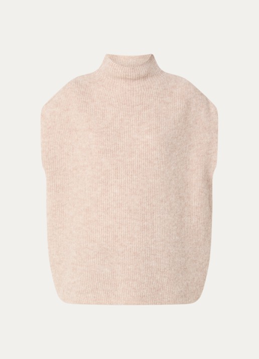 Knit-ted Rave spencer met opstaande kraag - voorkant 2 creme