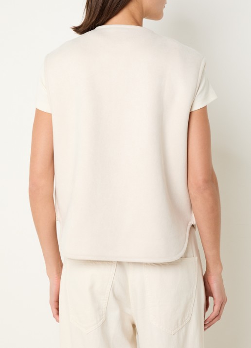 Knit-ted Ted reversible gilet van teddy met steekzakken - achterkant creme