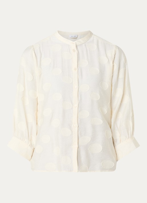 Knit-ted Xena blouse met borduring - voorkant gebroken wit