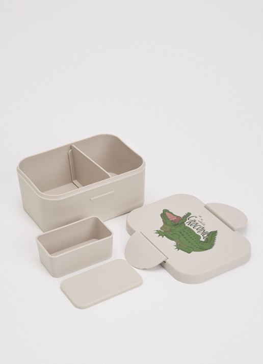 Konges Sløjd Crocodile lunchbox  - voorkant 2 beige