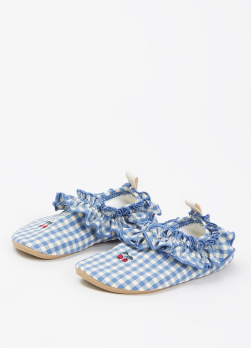 Konges Sløjd Fresia zwemschoentje met ruitdessin - voorkant 3 blauw
