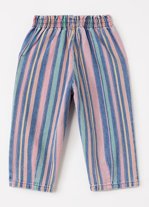 Konges Sløjd Loose fit jeans met streepprint - voorkant 2 roze