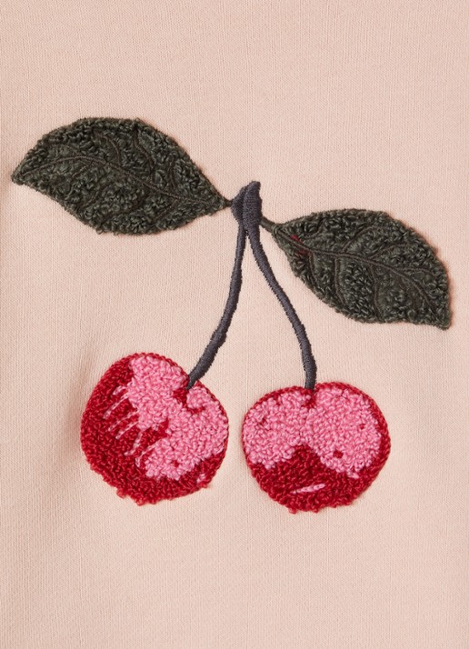 Konges Sløjd Lou Terry sweater met borduring - detail zalmroze