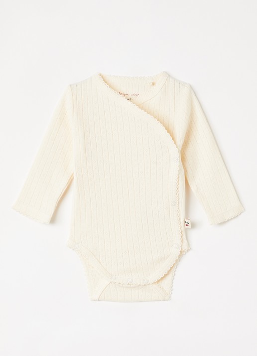 Konges Sløjd Minnie romper met ribstructuur - voorkant creme
