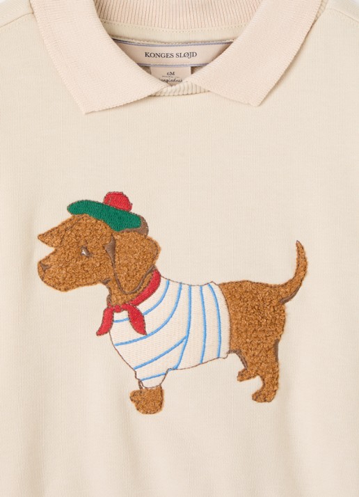 Konges Sløjd Spotty sweater met logoborduring - detail beige