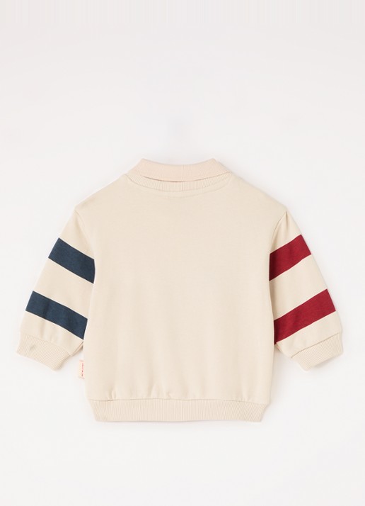 Konges Sløjd Spotty sweater met logoborduring - voorkant 4 beige