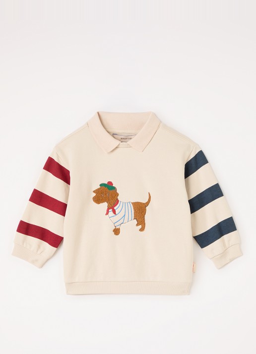 Konges Sløjd Spotty sweater met logoborduring - voorkant 5 beige
