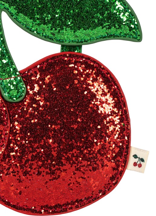 Konges Sløjd Cherry crossbodytas met glitter - detail rood