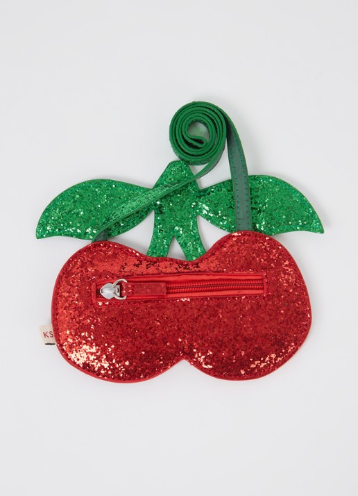 Konges Sløjd Cherry crossbodytas met glitter - detail rood