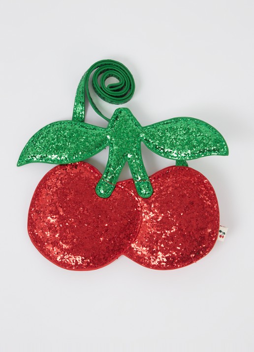 Konges Sløjd Cherry crossbodytas met glitter - voorkant 2 rood