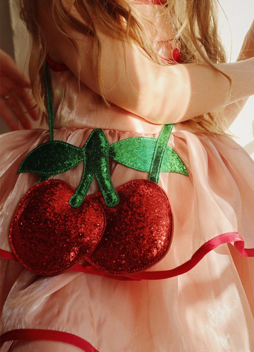 Konges Sløjd Cherry crossbodytas met glitter - voorkant 3 rood