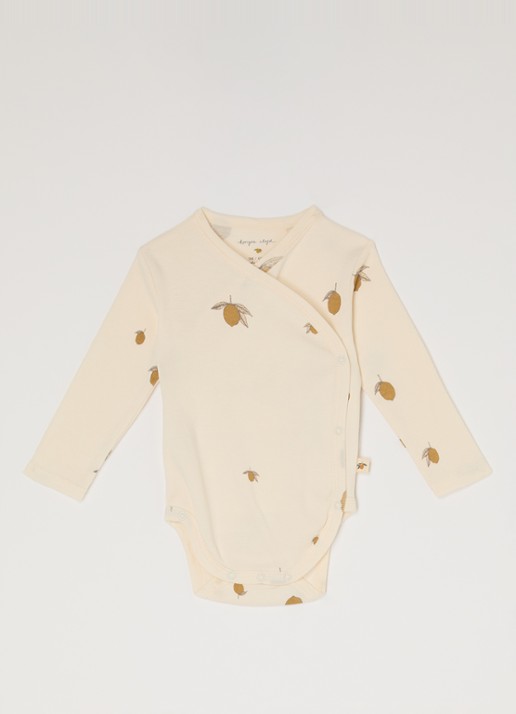 Konges Sløjd Cherry romper van  katoen met print - voorkant beige