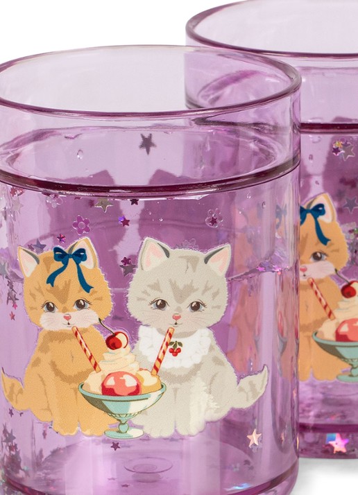 Konges Sløjd Glitter kinderbeker 18 cl set van 2 - voorkant 2 paars